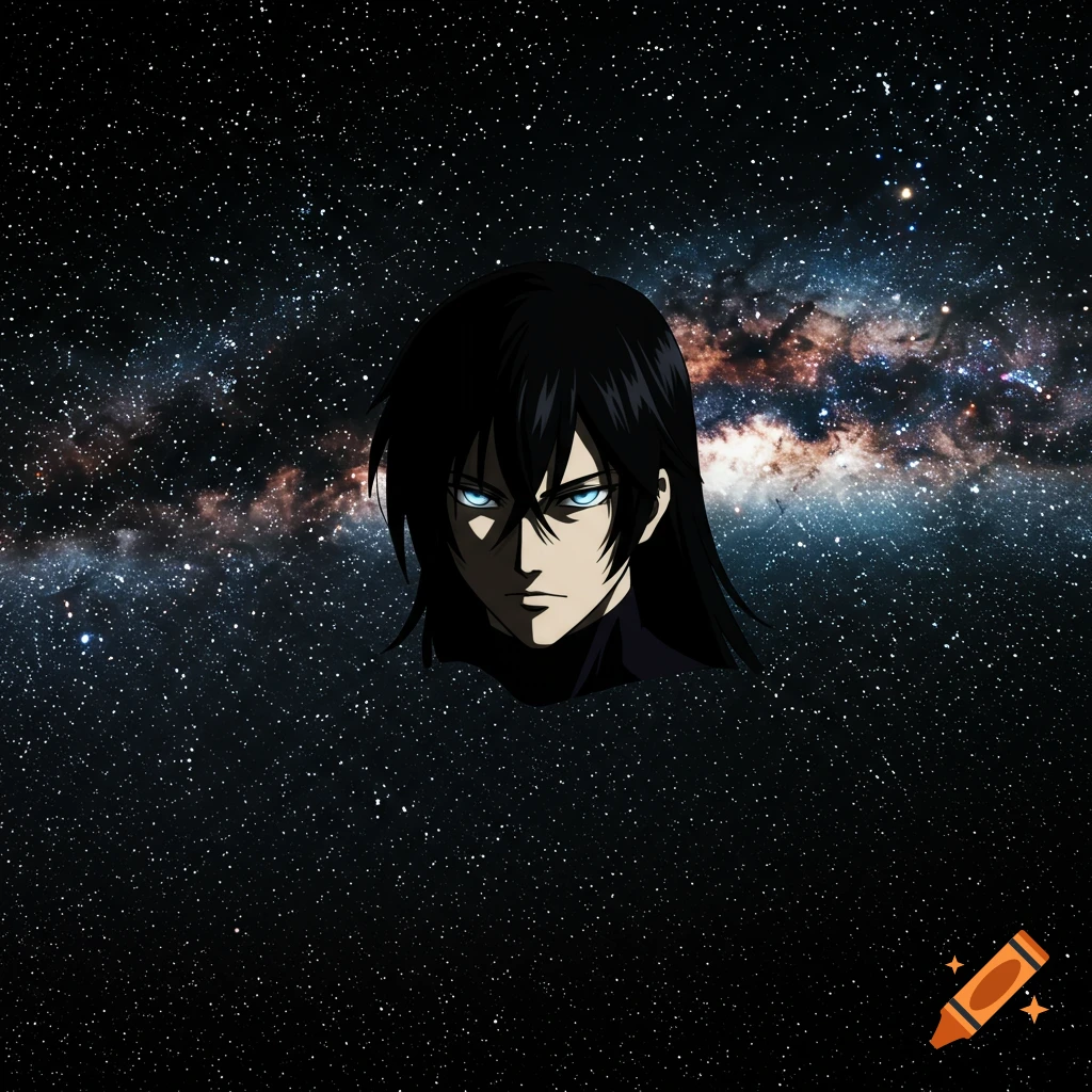 Anime character head in space