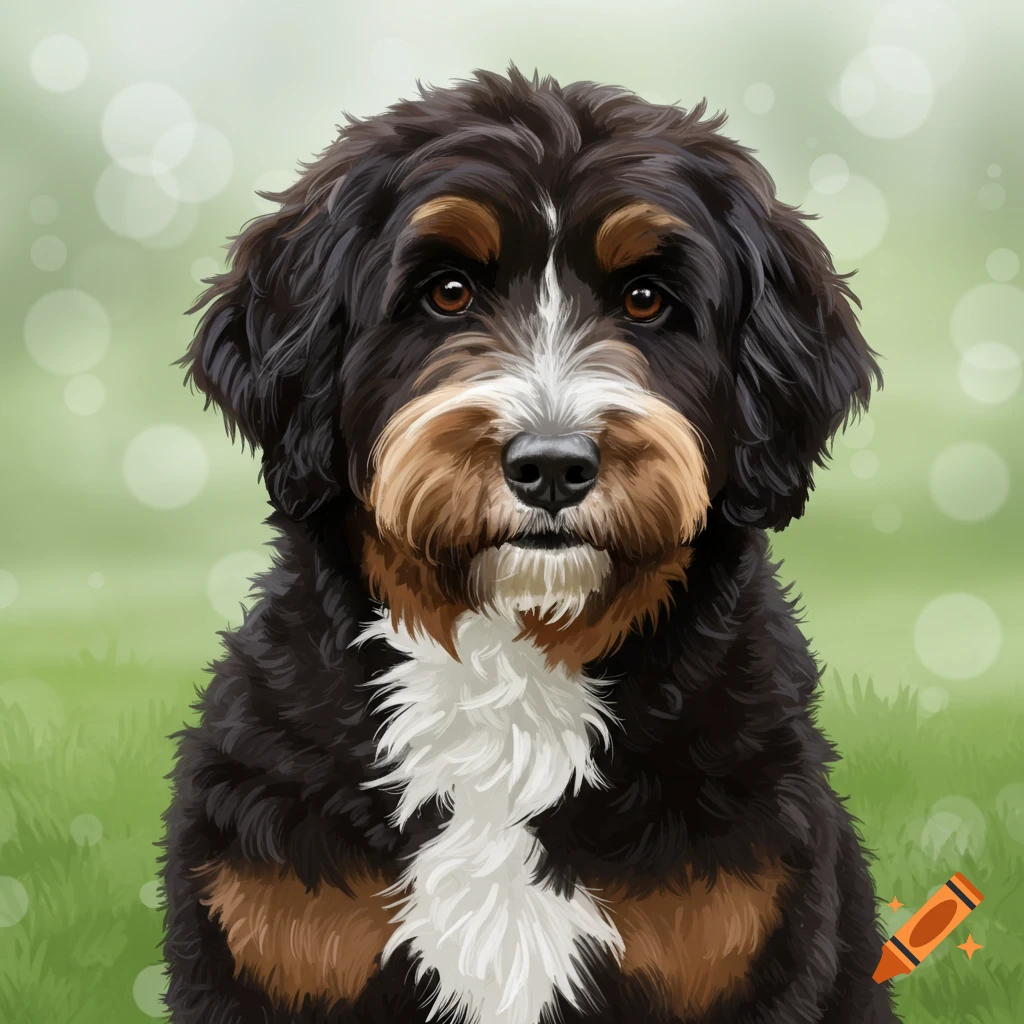 A Black Bernedoodle dog.