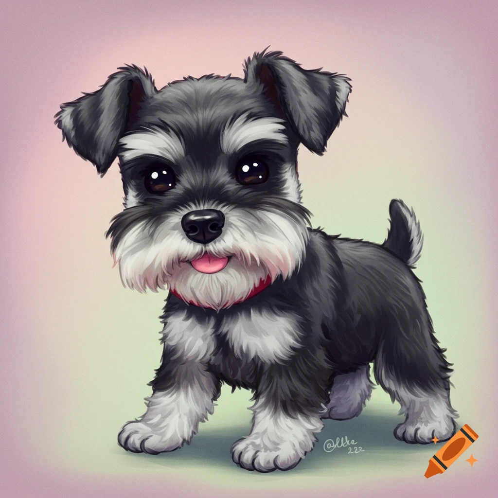 A cute schnauzer puppy.