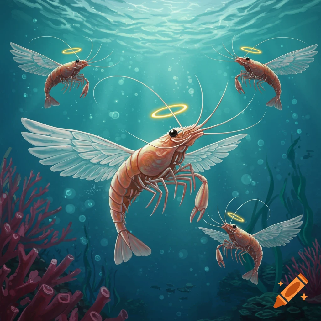 angelic shrimp swimming among coral reefs