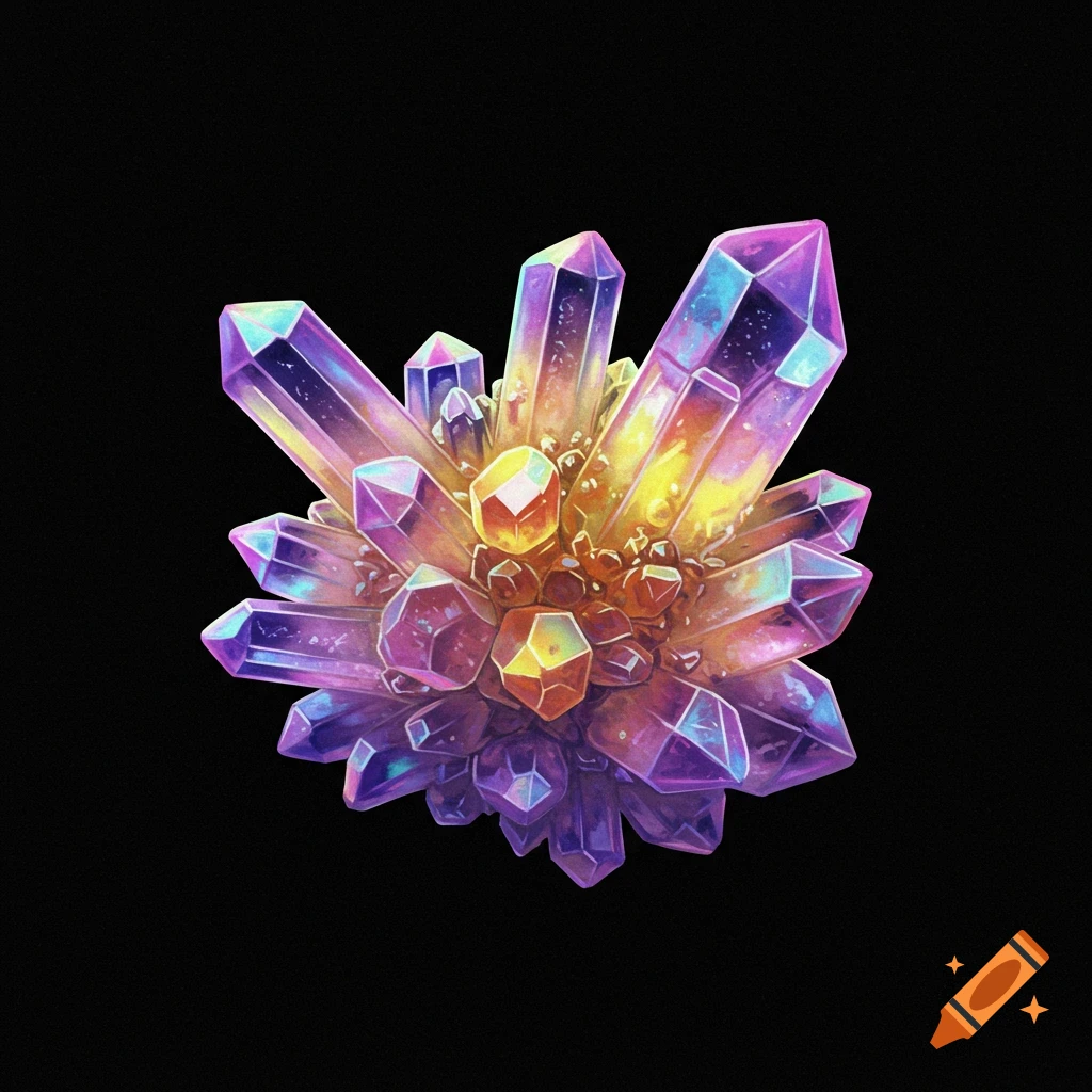 A vibrant crystal cluster against a black background.
