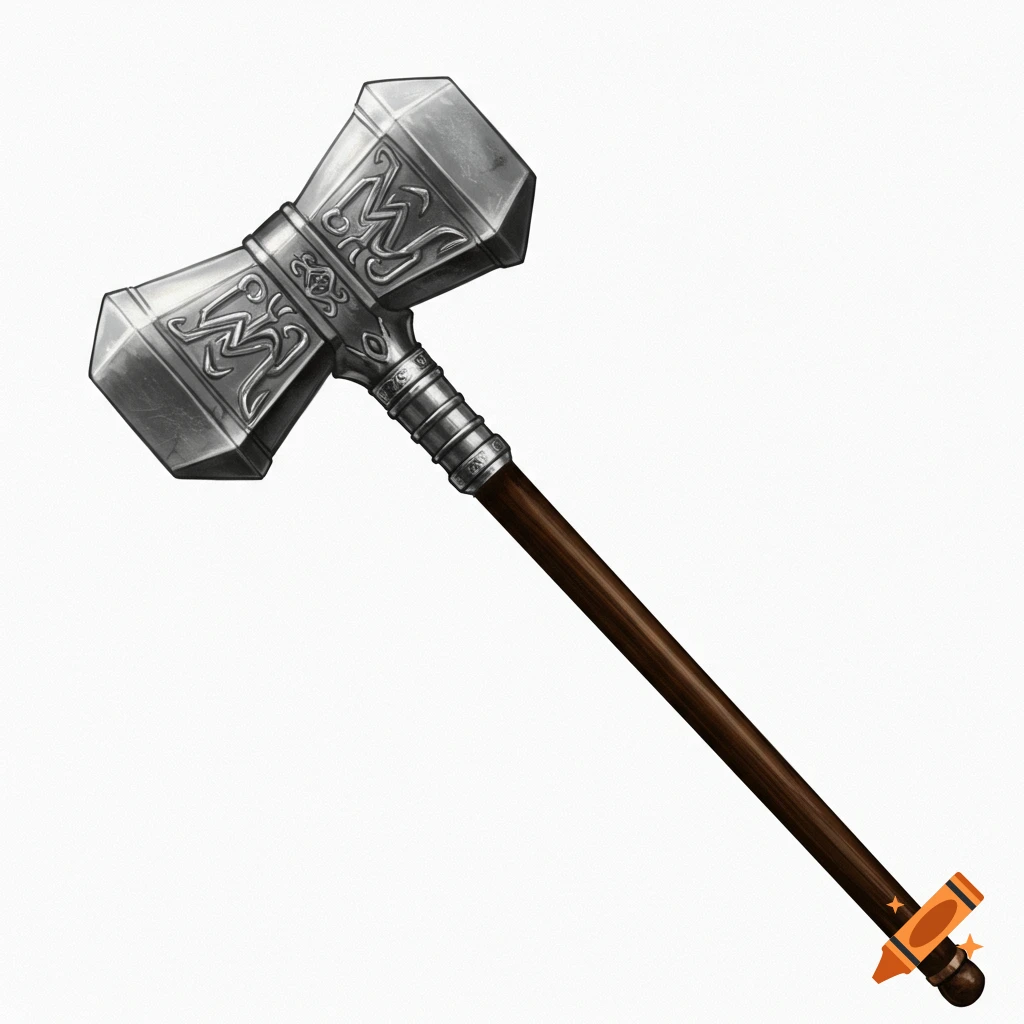 A fantasy hammer on a white background.