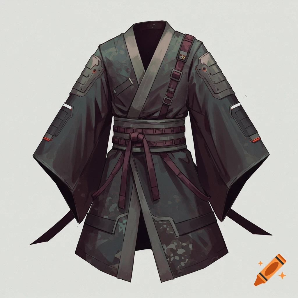 A tactical-style dark green kimono.