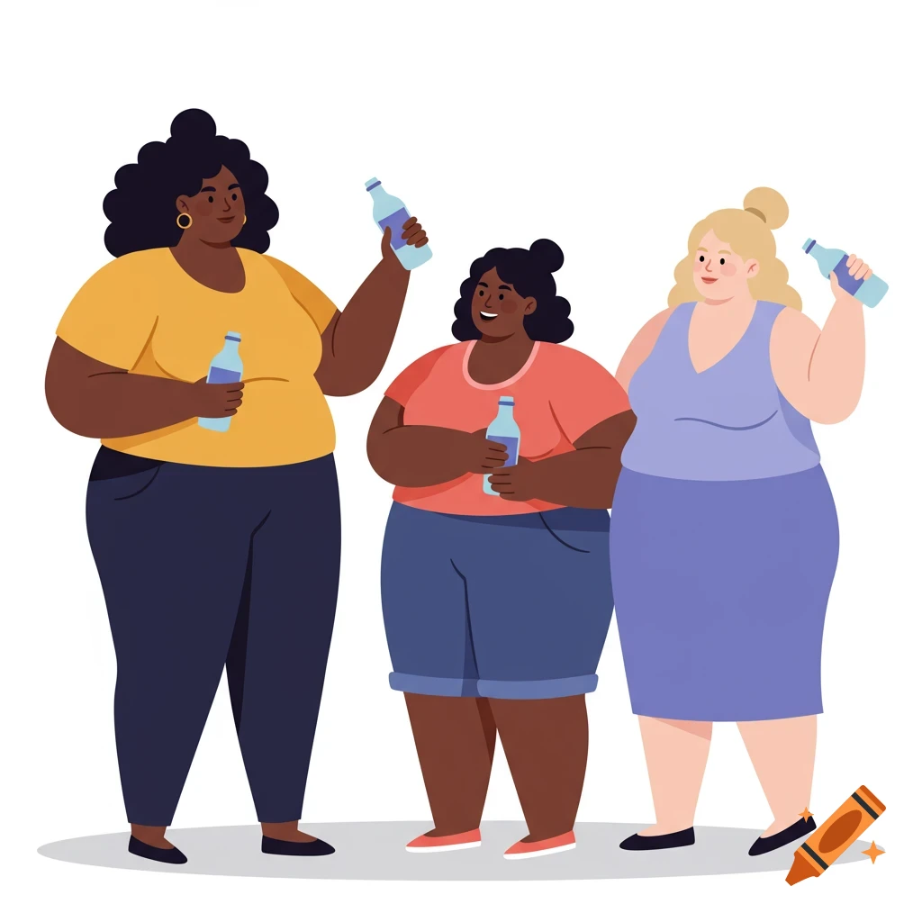 Four Women Of Different Sizes And Skin Tones Happily Drinking From PET four-women-of-different-sizes-and-skin-tones-happily-drinking-from-pet