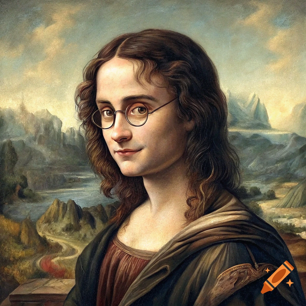 Portrait painting of Harry Potter in the style of the Mona Lisa