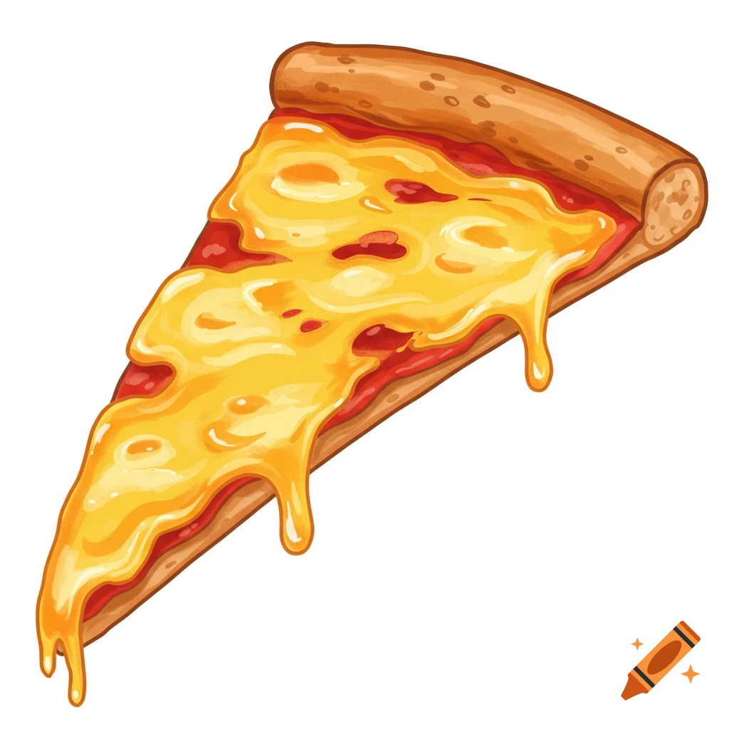 A pizza slice with melting cheese.