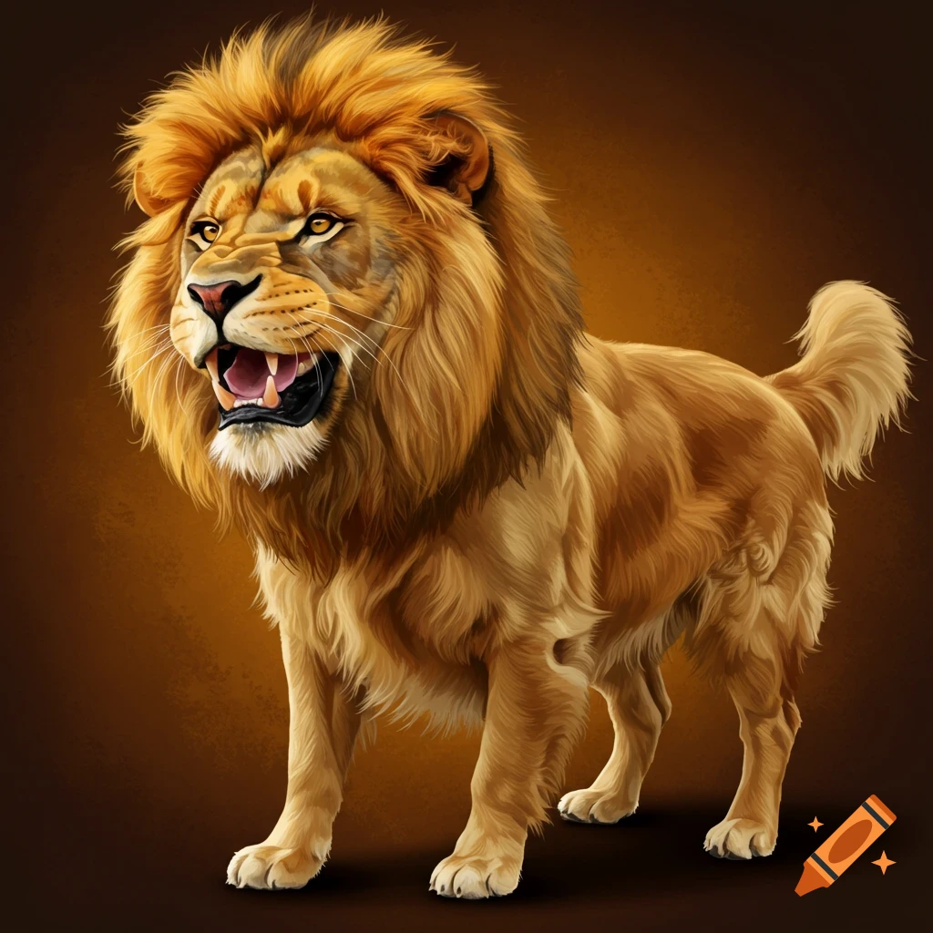 A creature with a lion's head and a dog's body.