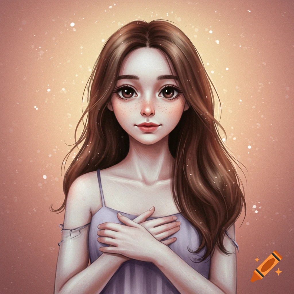 Portrait of a young woman with brown hair and freckles