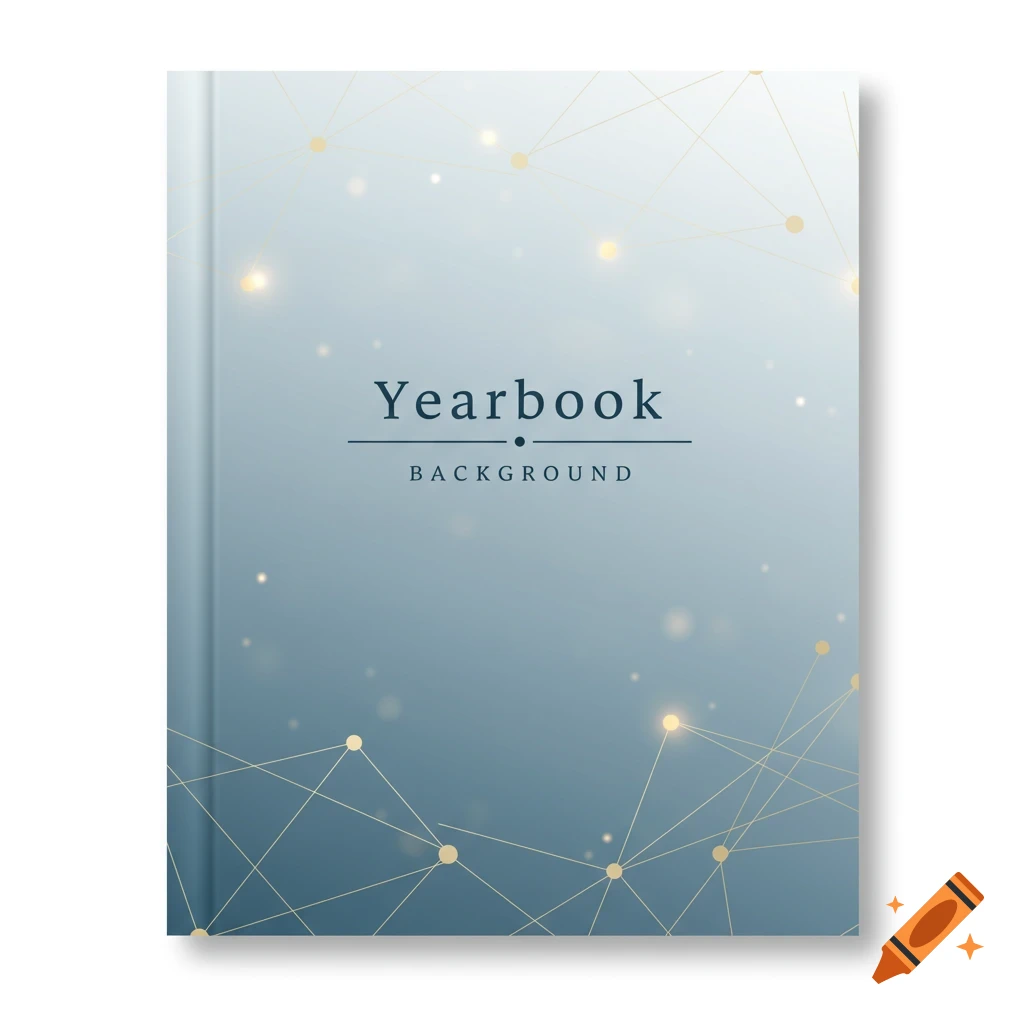 Graphic background with 'Yearbook' text and abstract network pattern