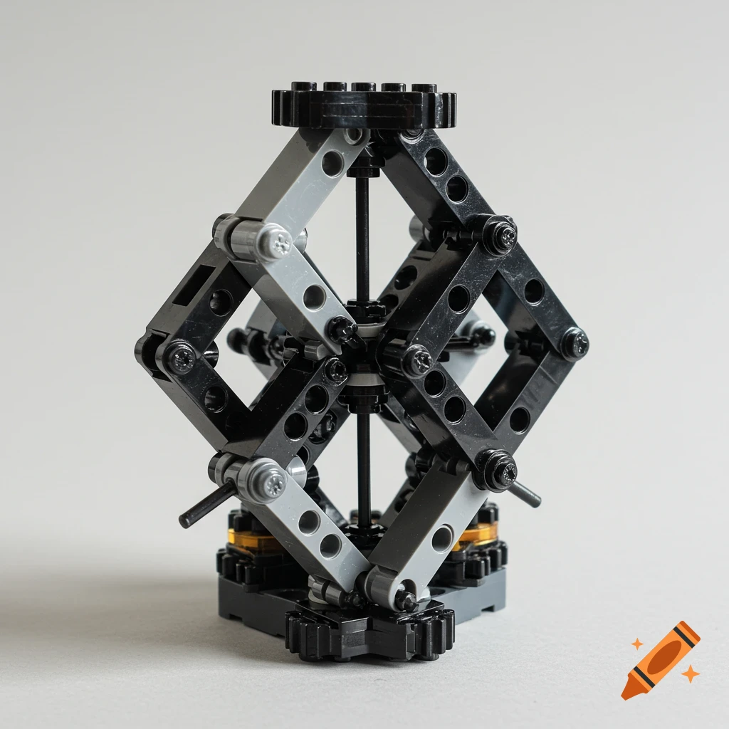 A structure built from black and grey Lego Technic parts.