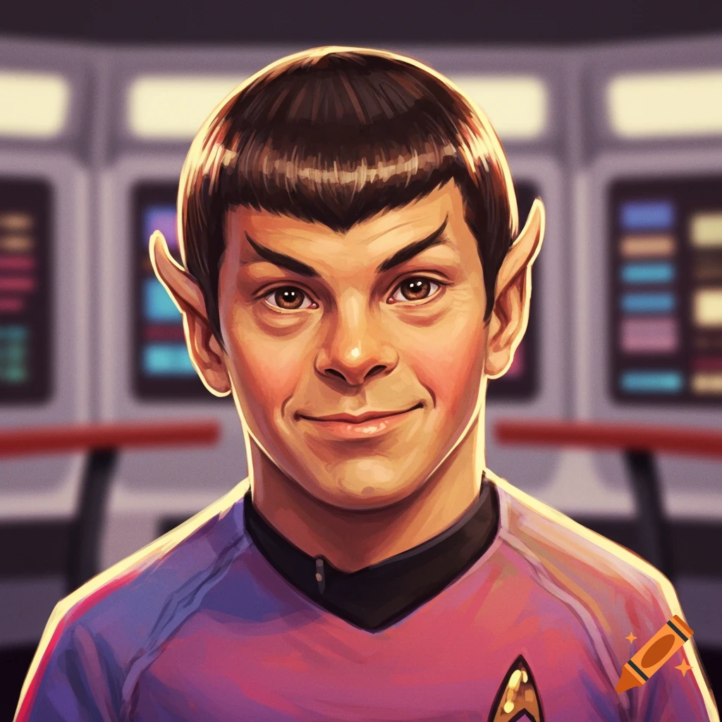 Image of a character resembling Spock from Star Trek in a purple uniform.