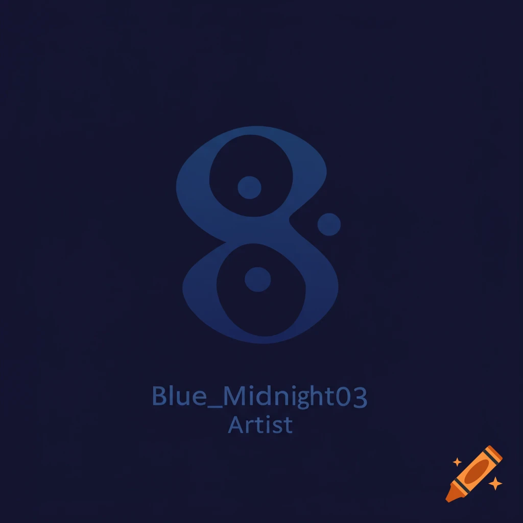A stylized blue number 8 or logo symbol on a dark blue background, with the text "Blue_Midnight03 Artist" below.