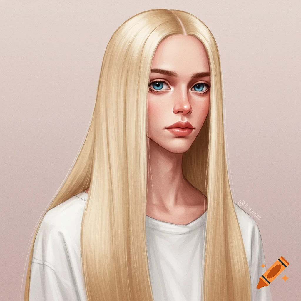A young woman with long blonde hair is depicted.