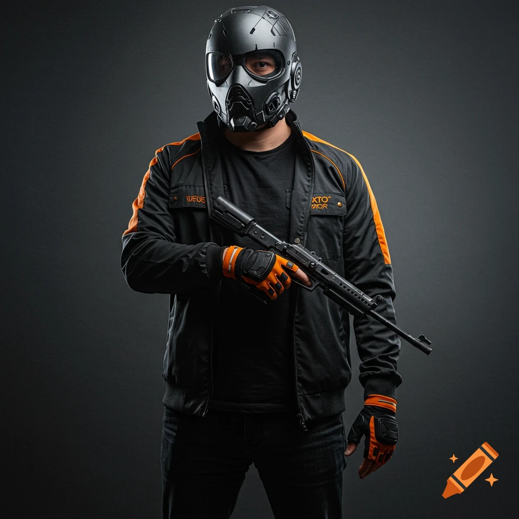 Man in tactical gear and helmet holding a rifle