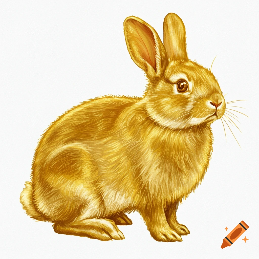 A gold bunny sitting.