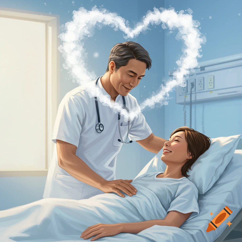 White Smoke Heart Above A Calm Nurse And Happy Patient On Craiyon White smoke heart above a calm nurse and happy patient on craiyon