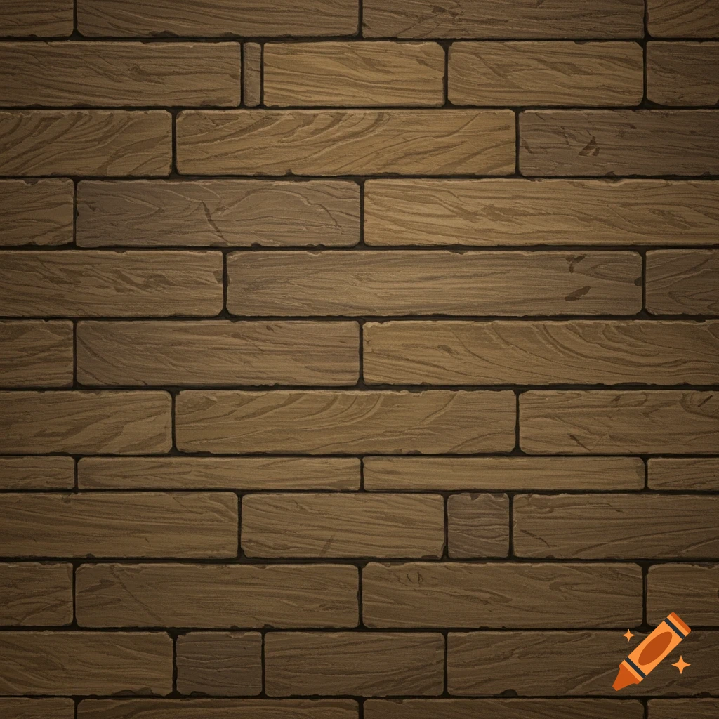 A textured wall made of stacked wooden blocks.