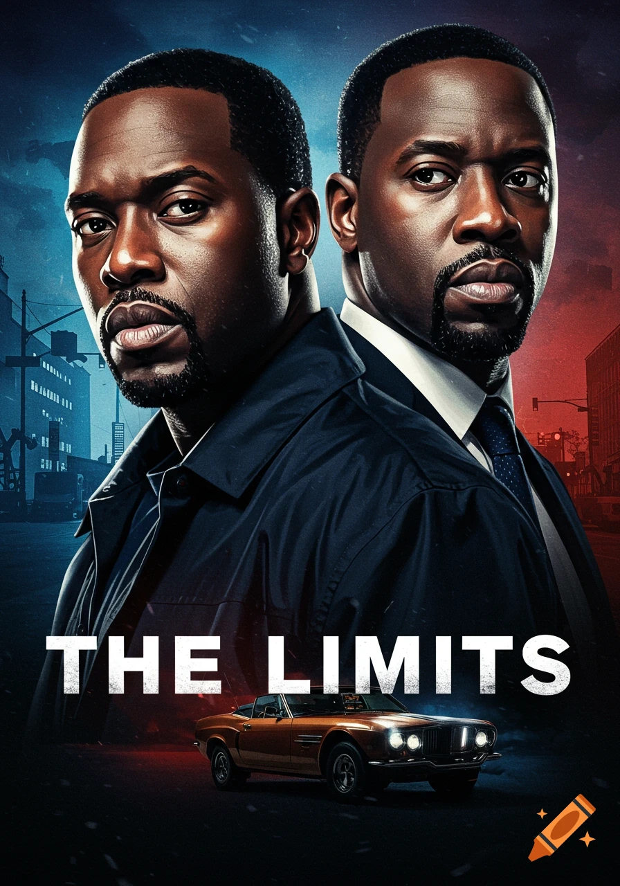 Movie poster for 'THE LIMITS' with two Black men and a classic car in a stylized urban scene.