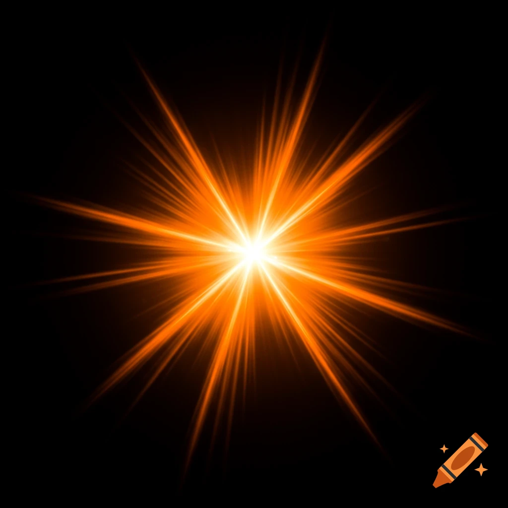 Orange light beam on black background