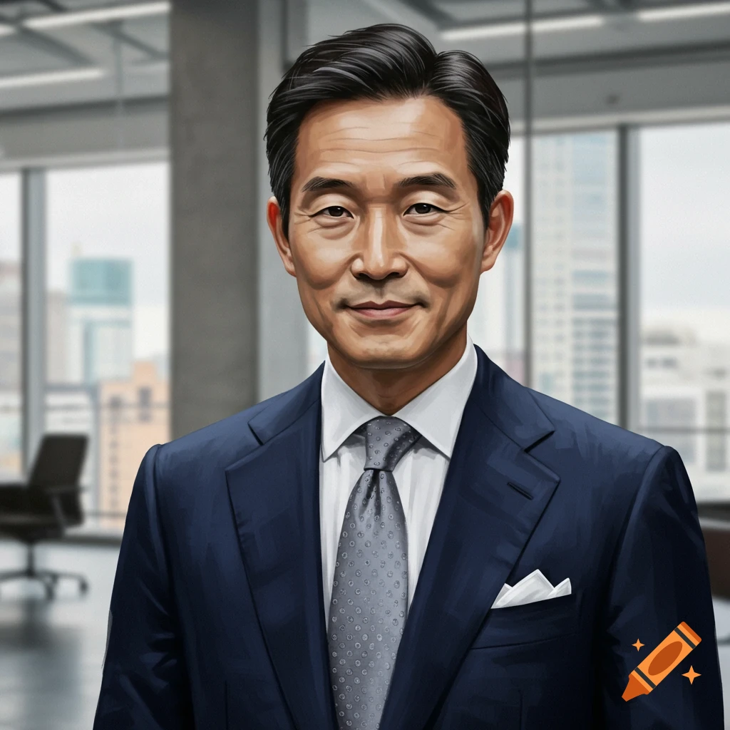 A man in a suit smiles in an office.