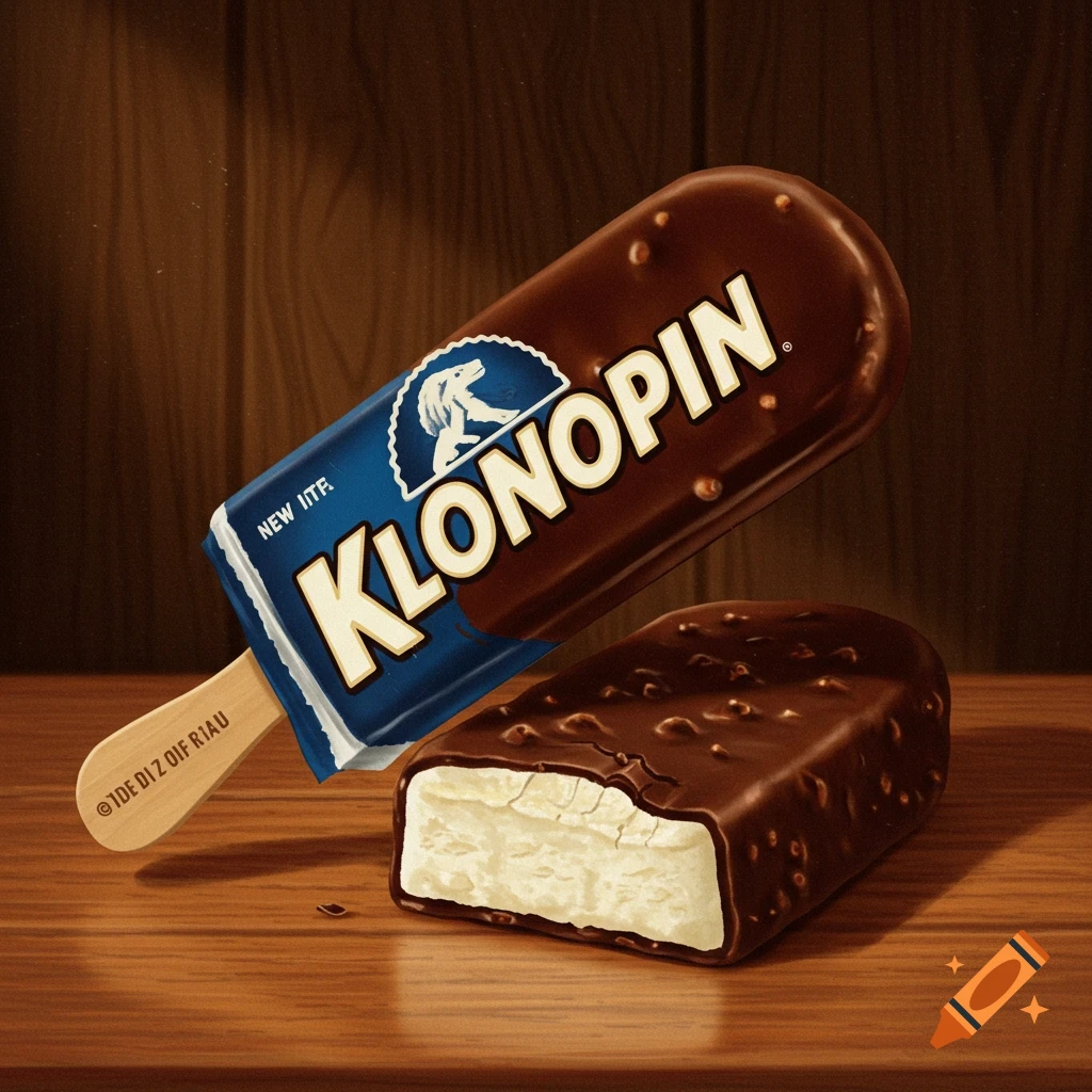Chocolate-covered ice cream bars on a wooden surface.