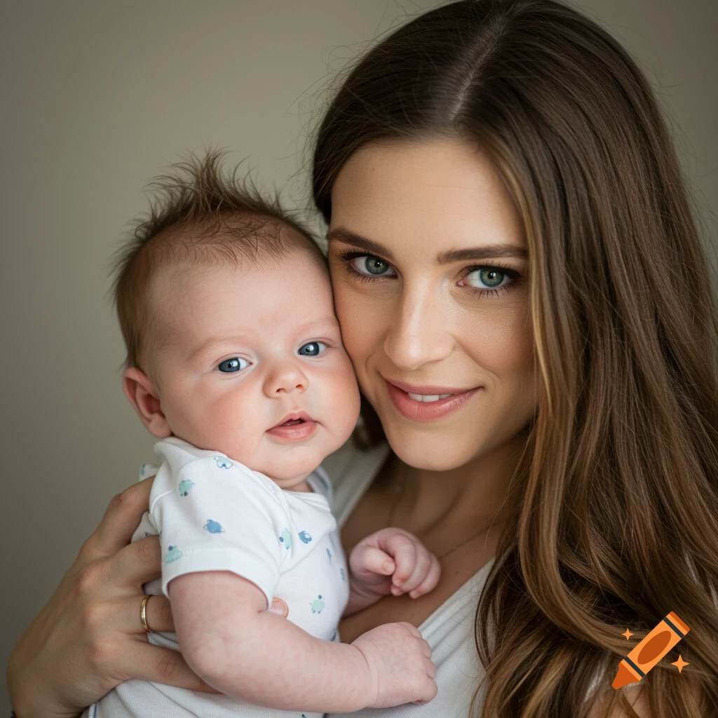 Close-up portrait of a woman holding a baby.