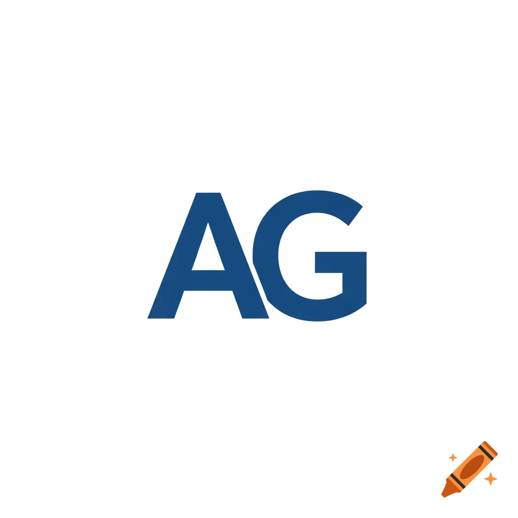 Blue letters AG on a white background