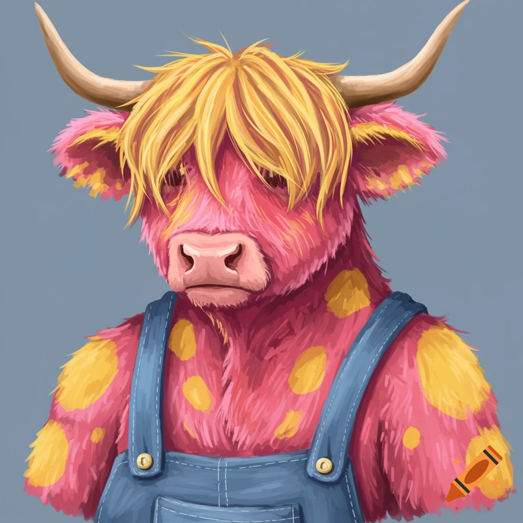 An Adorable White And Pink Lady Fursona With Highland Cattle an-adorable-white-and-pink-lady-fursona-with-highland-cattle