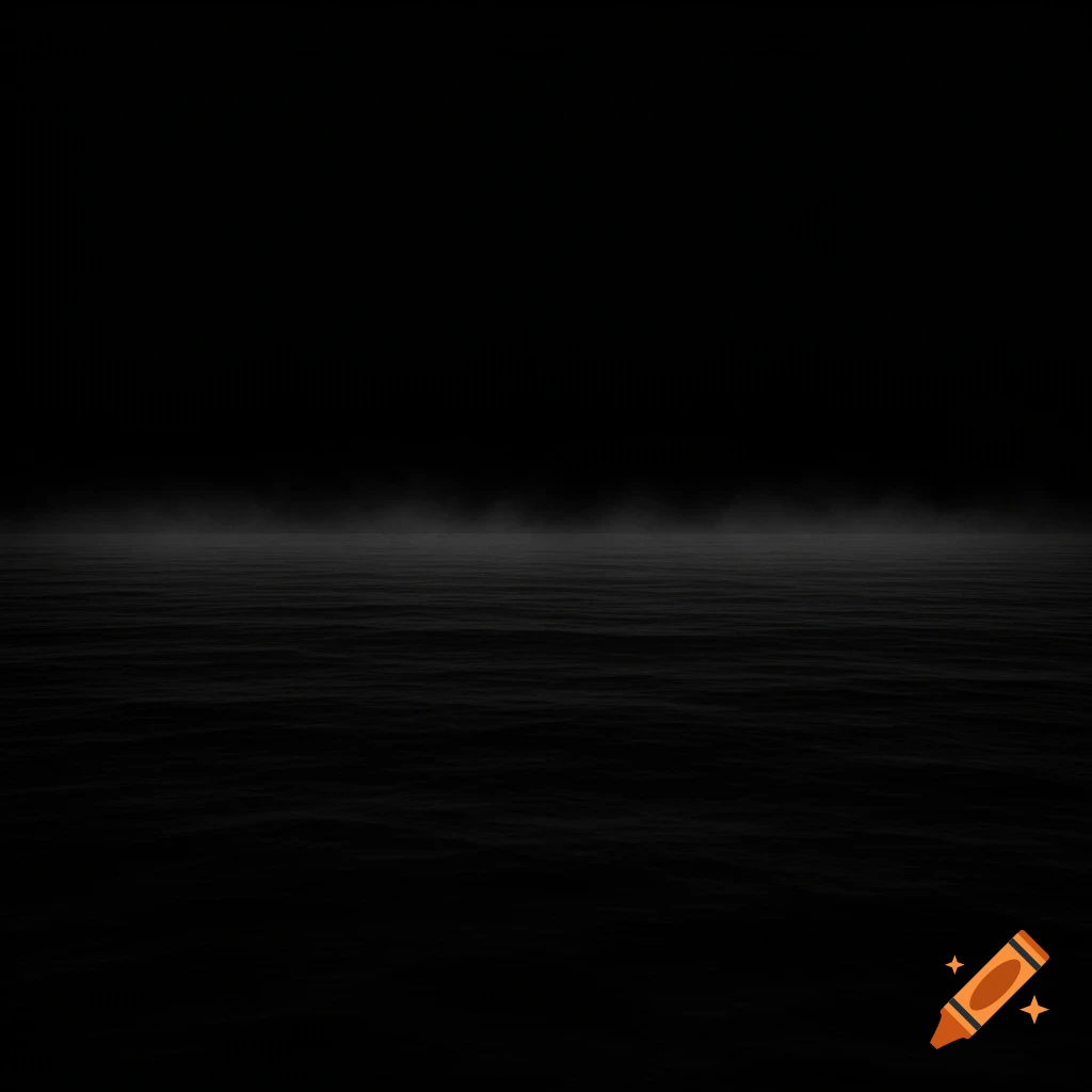 Dark water with mist in a black void