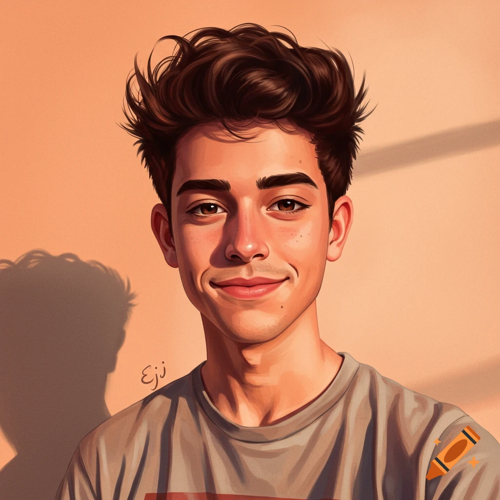 A young man smiling, illuminated by sunlight