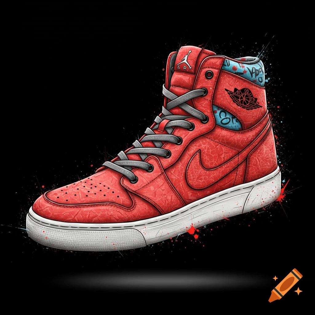 Painted Red High Top Sneakers Clipart Shoes Png Digital
