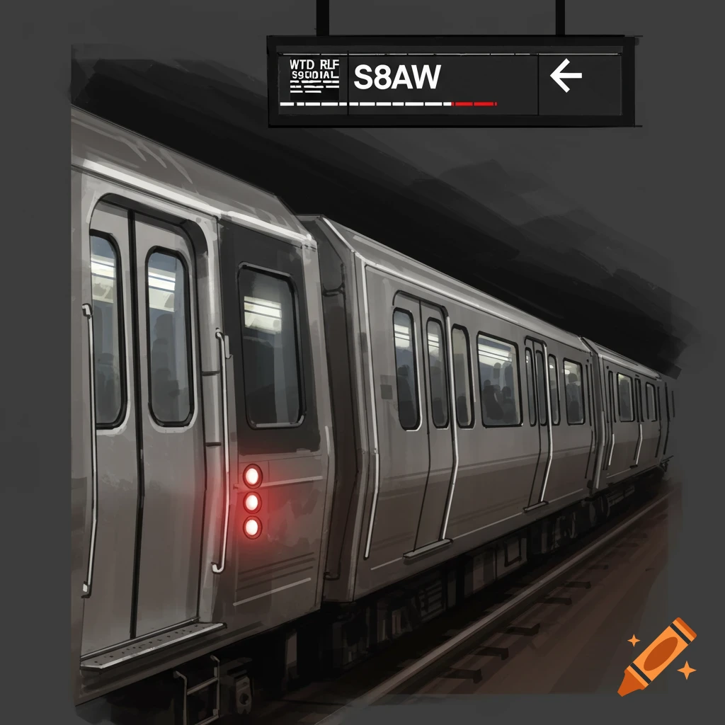 A subway train traveling through a tunnel.