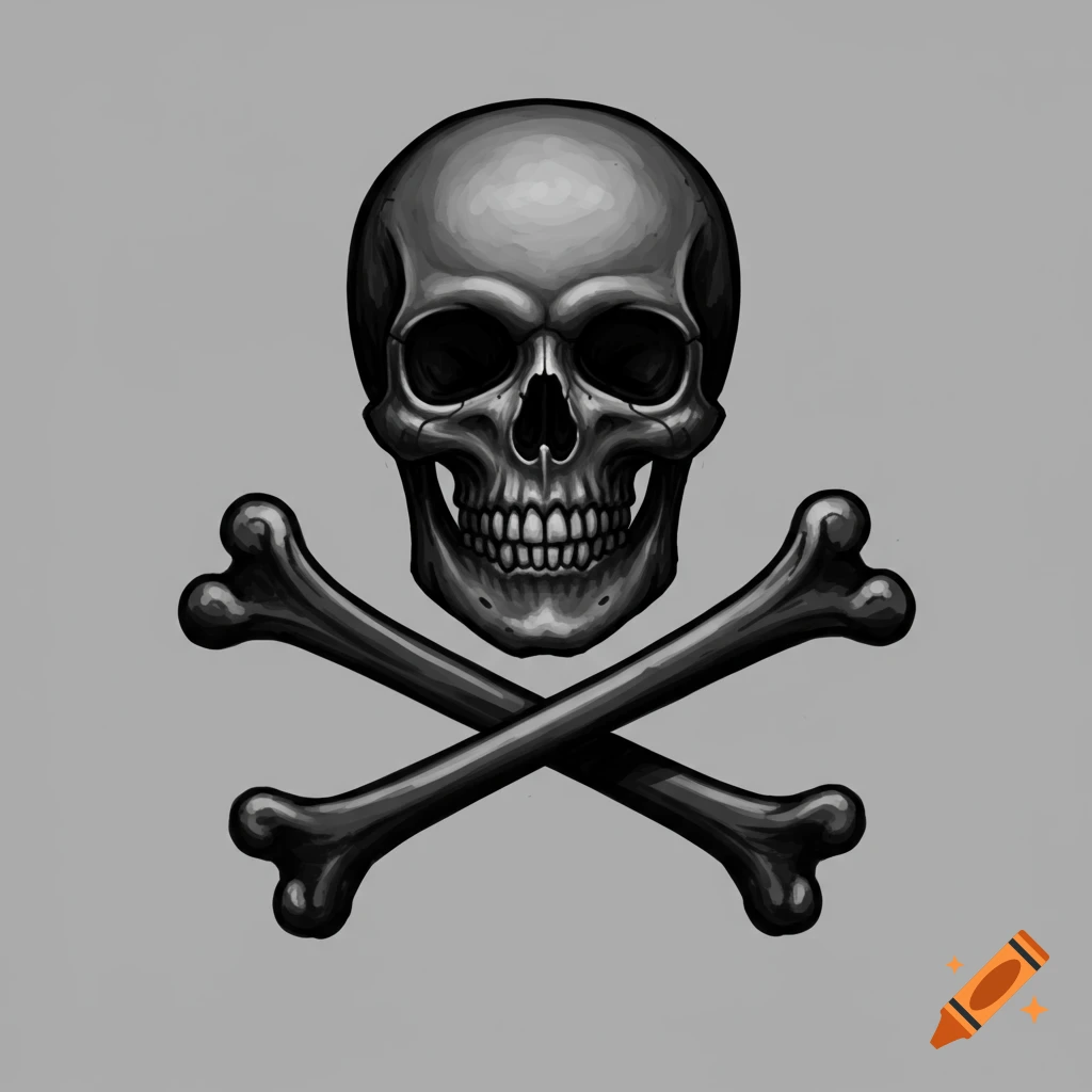Skull and crossbones on gray background. Symbol of danger or piracy. Macabre imagery. Minimalist design. Symbolic representation of death or toxicity. Monochrome artwork. Halloween icon. Grim reaper emblem. Mortality reminder. Bone structure graphic. Morbid art. Crossbones sign. Mortality symbol. Skeletal remains. Cautionary symbol. Dark art. Piratical motif. Toxic warning. Monochrome image. Macabre icon. Bone structure illustration. Symbolic depiction of death. Grim reaper symbol. 