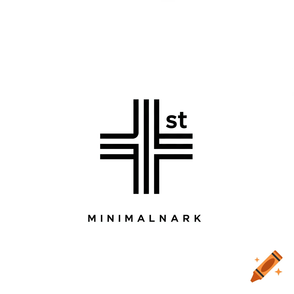 Minimalist black logo resembling a cross and the text '1st', with the word 'MINIMALNARK' below on a white background.