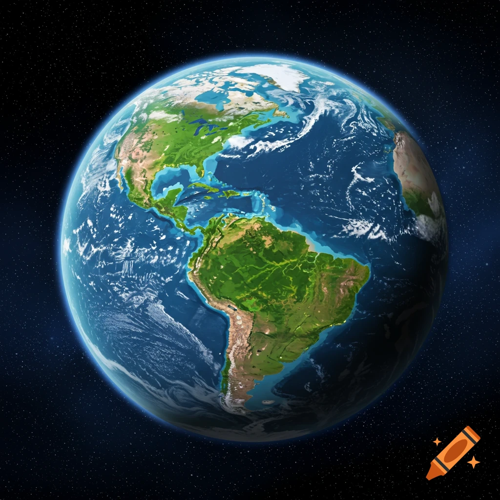 Planet Earth from space showing continents