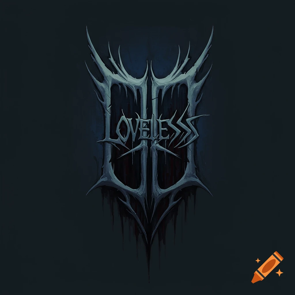 Dark, spiky logo for "LOVELESS".