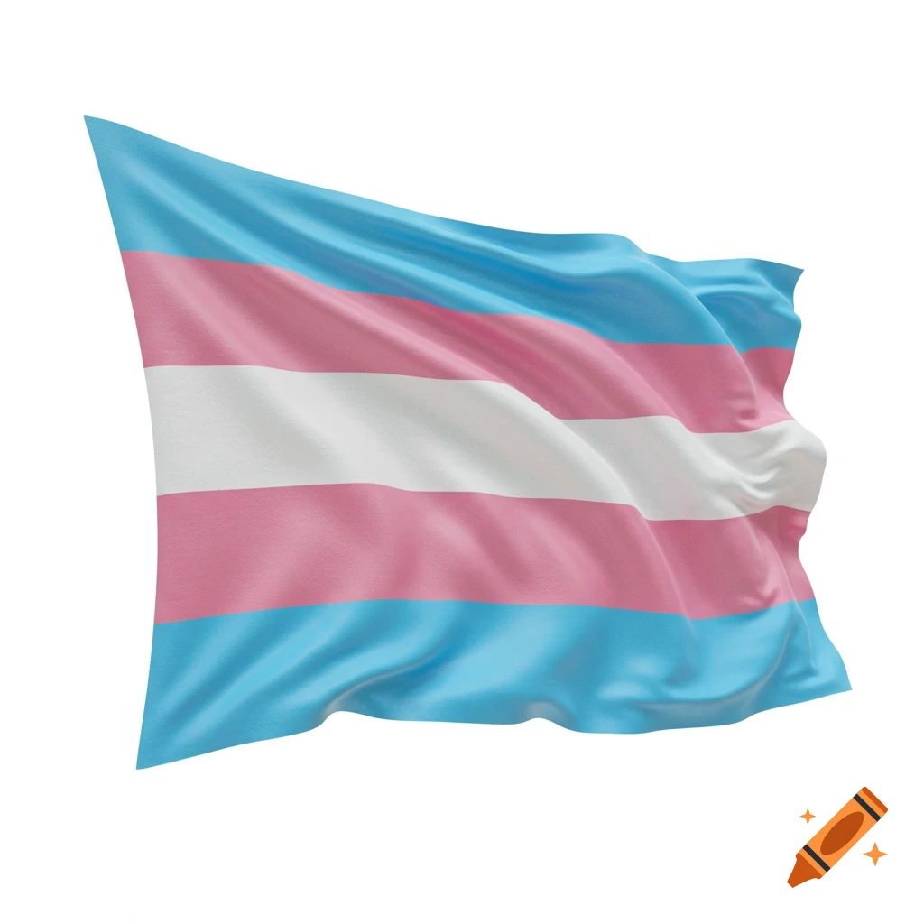A waving transgender flag.