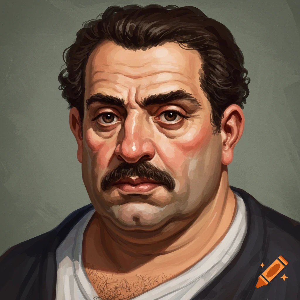 A man with bushy eyebrows and a mustache.
