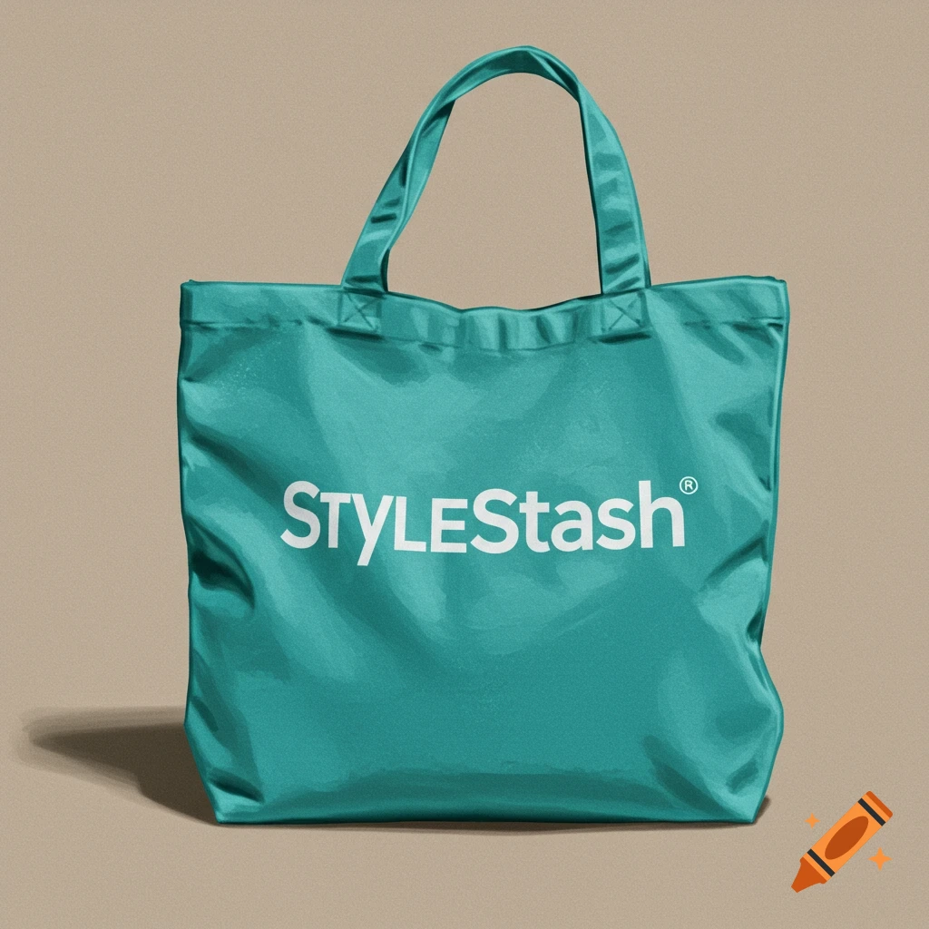 A teal tote bag with a white StyleStash logo.