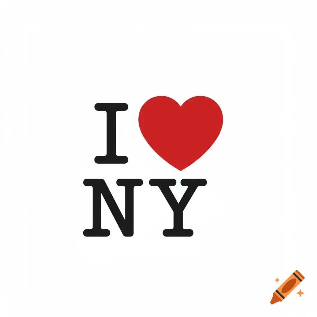 The 'I heart NY' logo with a red heart between the I and NY letters. on ...