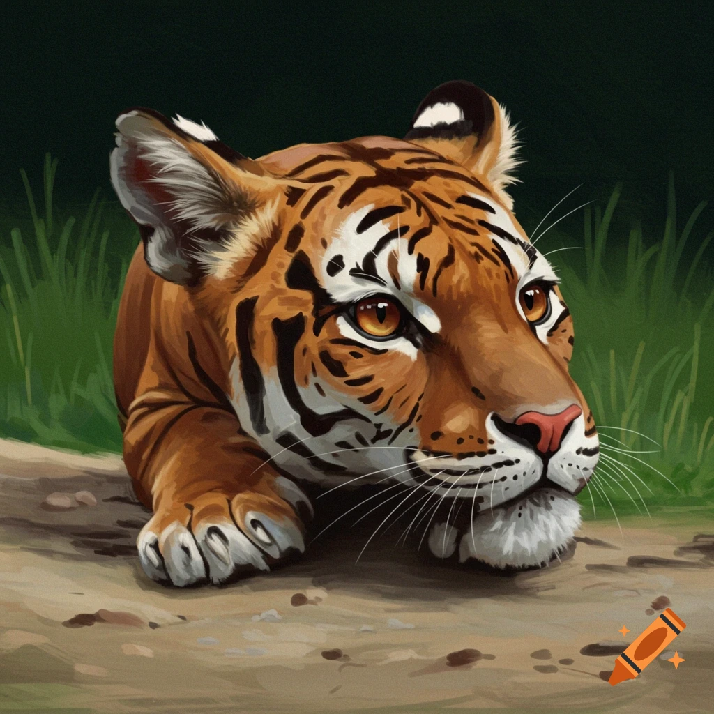 A tiger lying down
