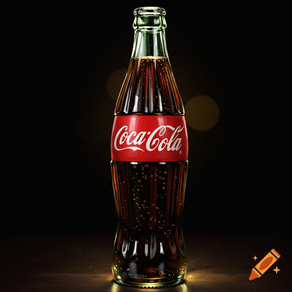 A Coca-Cola bottle on a dark background.