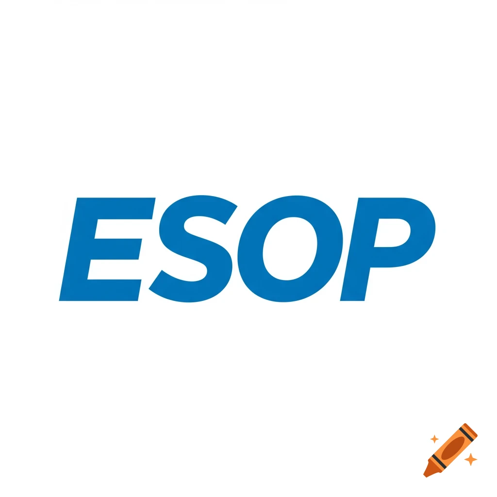 A blue stylized logo with the text "ESOP" on a white background.
