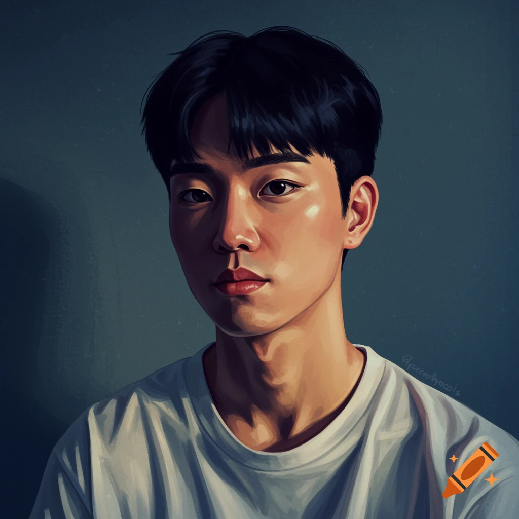 Portrait of a young Asian man in a white t-shirt.