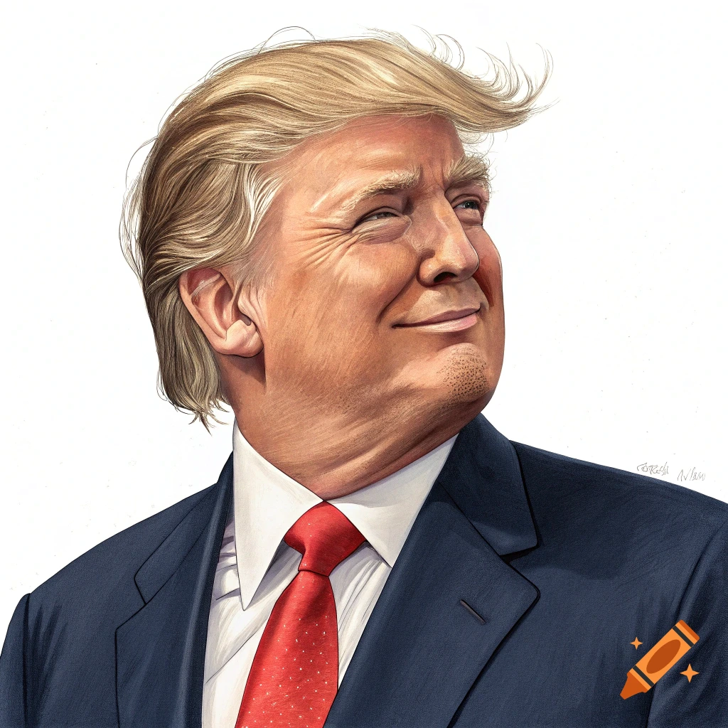 Illustration portrait of Donald Trump in a suit