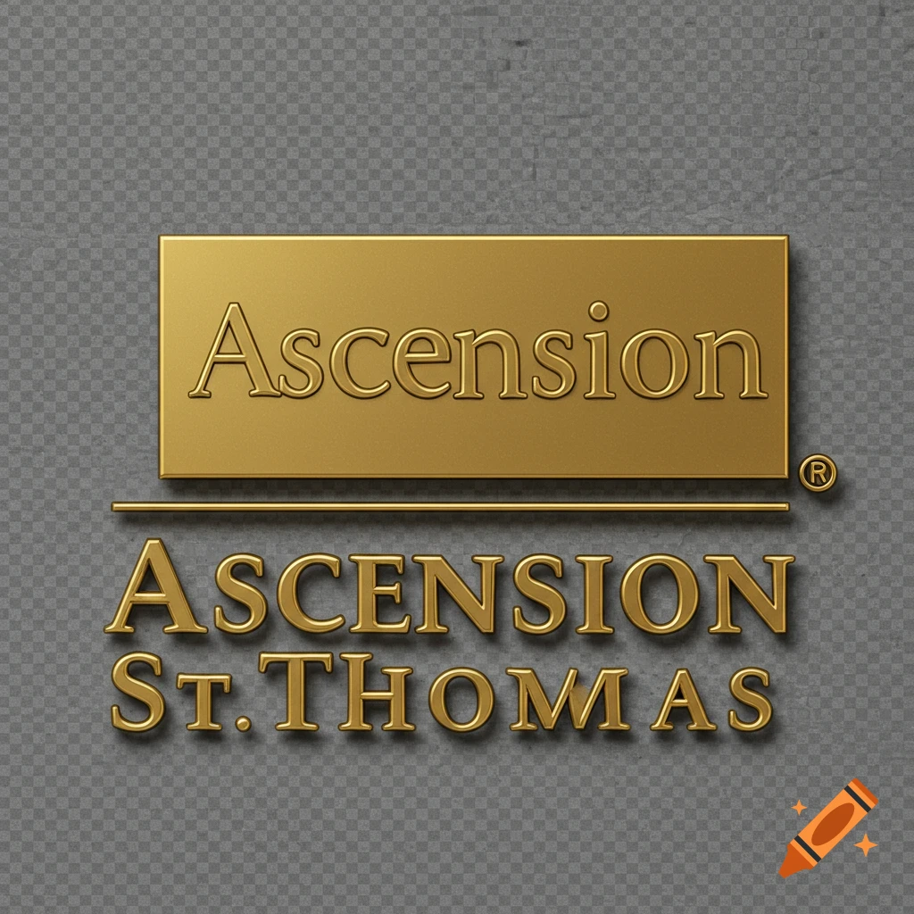 Gold embossed logo with 'Ascension' and 'Ascension St. Thomas' text.