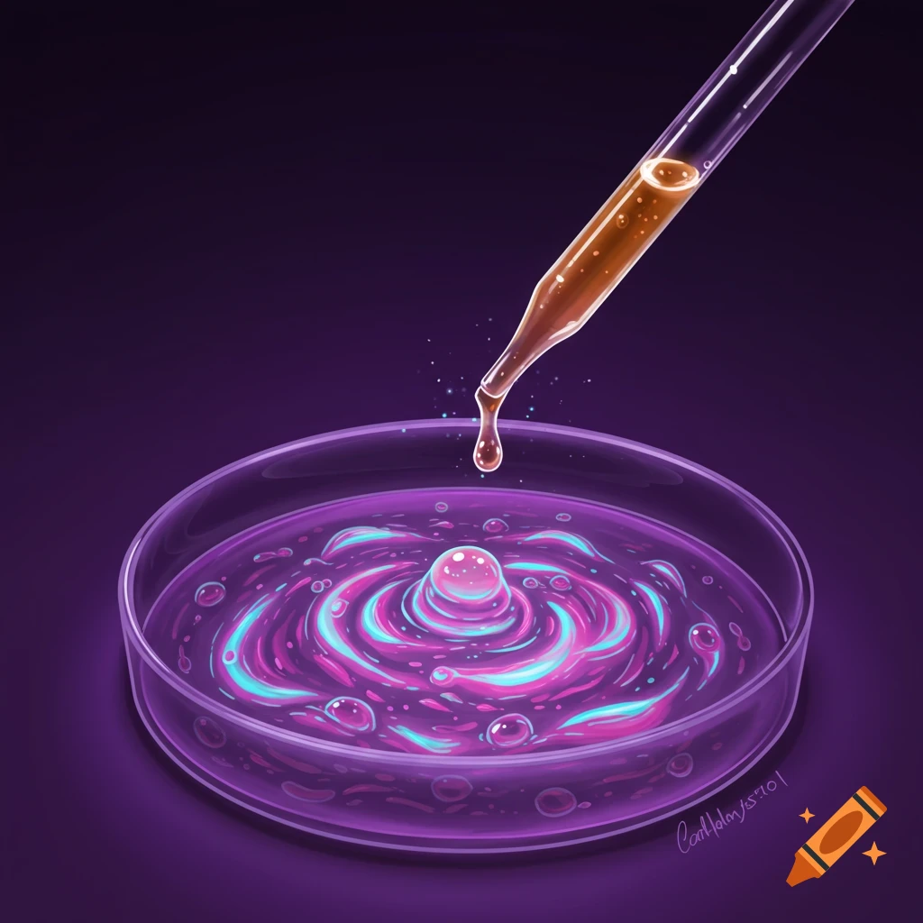 A pipette dripping liquid into a petri dish.