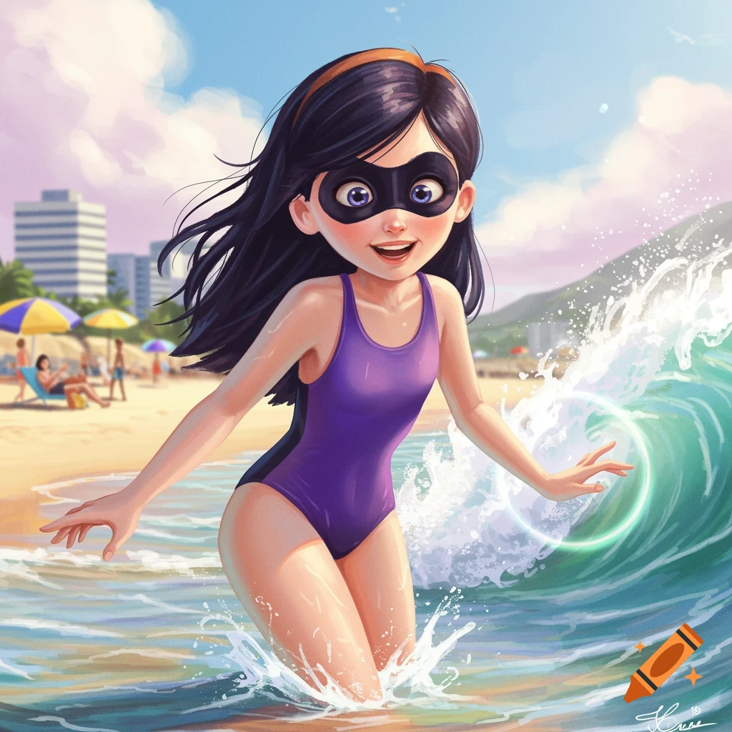 Violet from the Incredibles in swimsuit on Craiyon