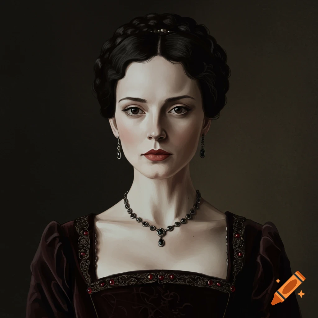 Portrait of a woman in historical dress and jewelry