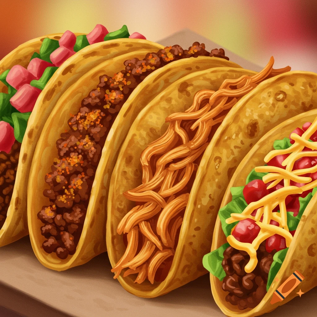 A line of tacos